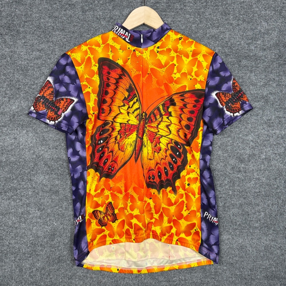 Flutter By Primal Size Large Cycling Jersey T-Shirt Orange Coolmax Butterfly